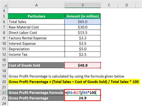 how to calculate gross profit percentage in excel
