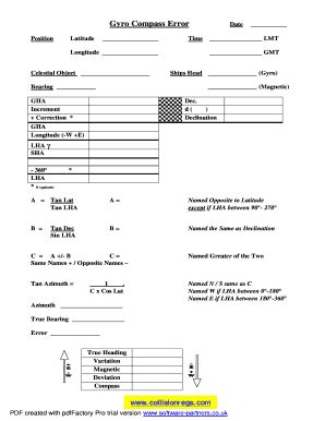 how to calculate gyro compass error