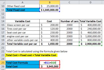 how to calculate in excel total cost