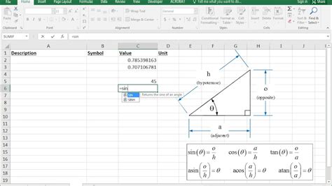 how to calculate inverse trig functions in excel