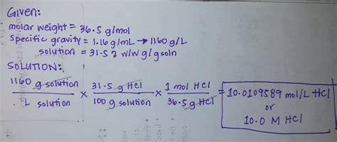 how to calculate molarity of hcl solution