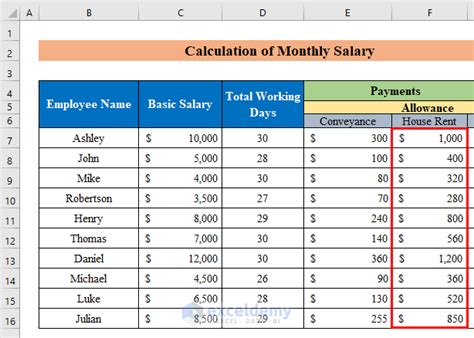 how to calculate monthly salary on excel