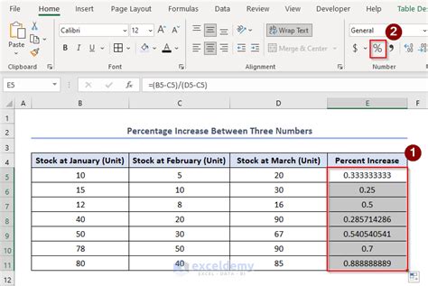 how to calculate percentage difference between three numbers in excel