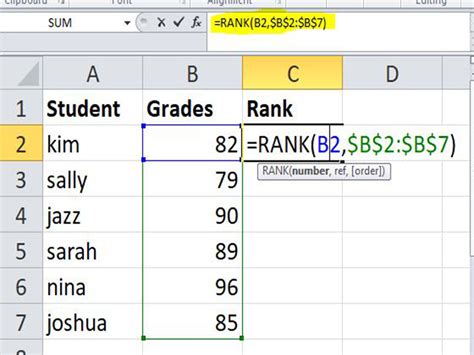 how to calculate rank in ms excel