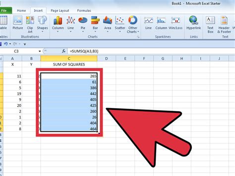 how to calculate sum of squares within groups in excel