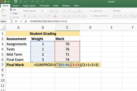 how to calculate sumproduct in excel