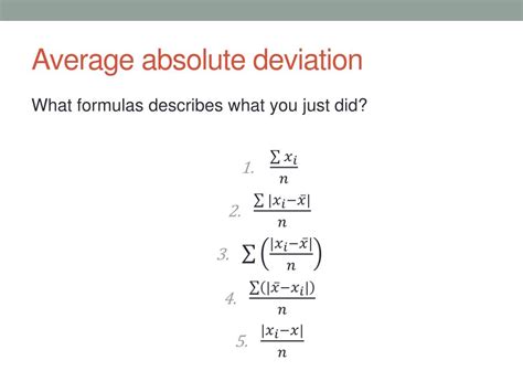 how to calculate the average absolute deviation