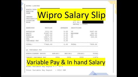 how to calculate variable pay in wipro