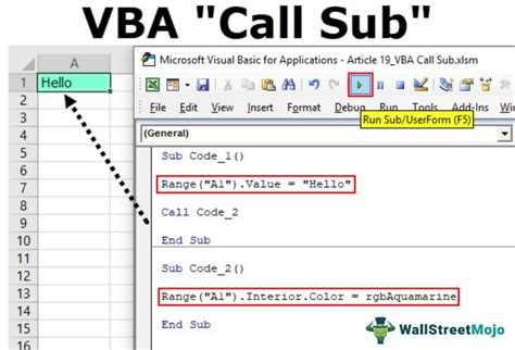 how to call function in excel vba