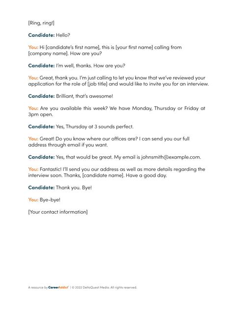 how to call to schedule an interview