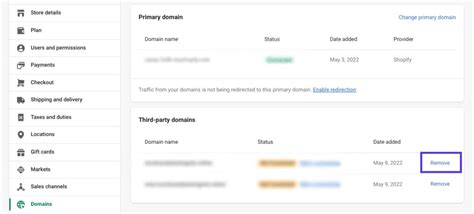 how to cancel a domain on shopify