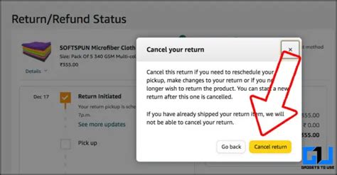 how to cancel a return on amazon app on iphone