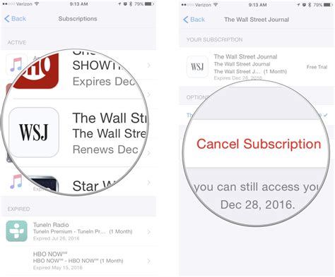 how to cancel app store subscriptions iphone