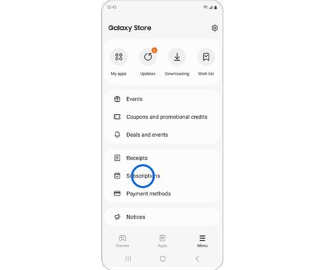 how to cancel app subscription on samsung phone