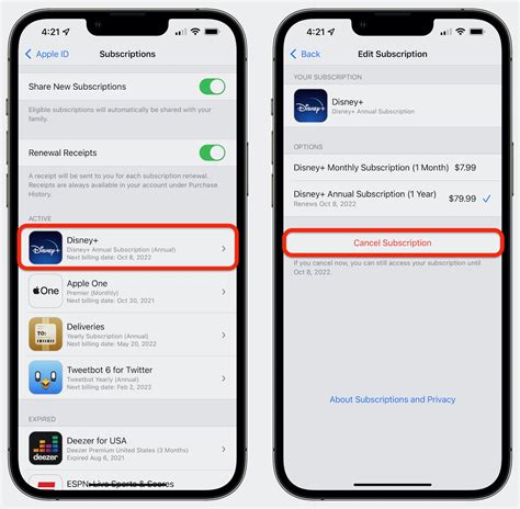 how to cancel app subscriptions on settings