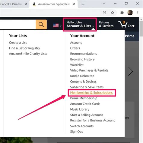 how to cancel my paramount plus on amazon
