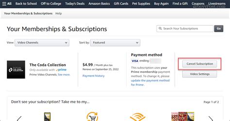 how to cancel paramount amazon subscription