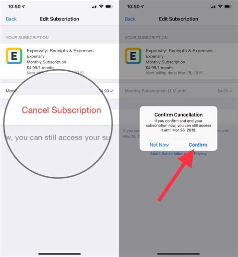 how to cancel subscriptions app store iphone
