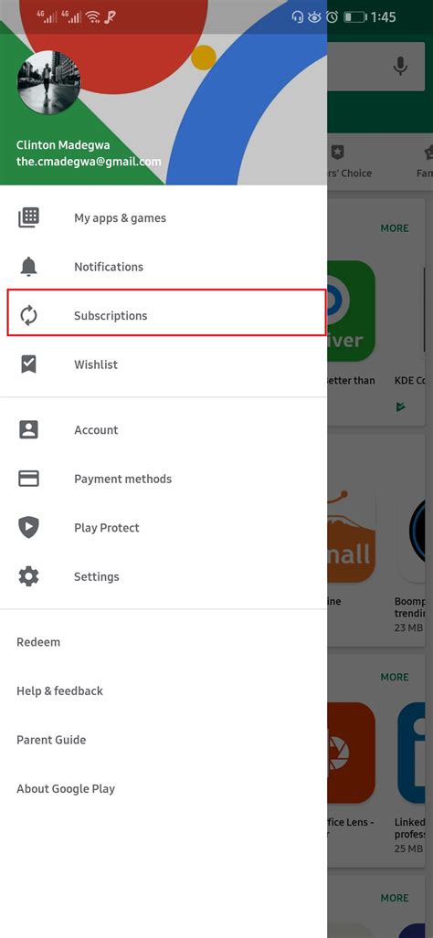 how to cancel subscriptions through play store