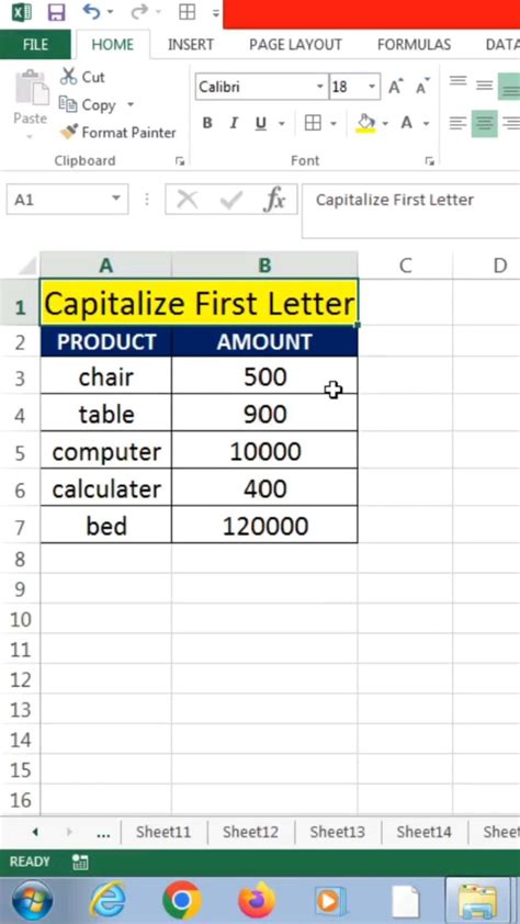 how to capitalize a column in excel