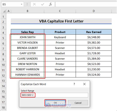 how to capitalize first letter in excel vba