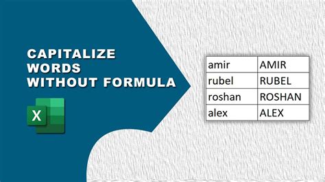 how to capitalize words in excel without formula