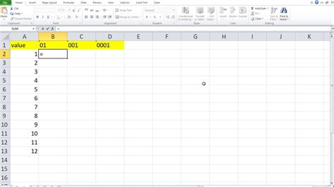 how to change 1 to 01 in excel