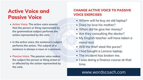 how to change active to passive voice exercises