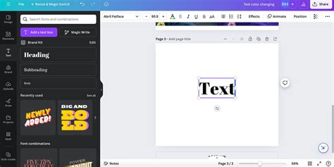 how to change all text color in canva