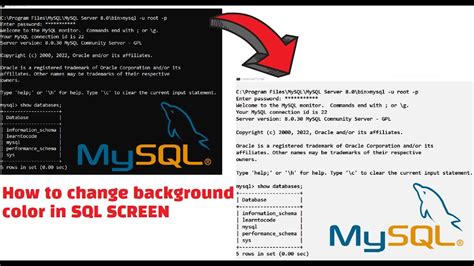 how to change background color in mysql command line