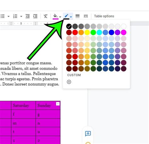 how to change background colour of table in google docs