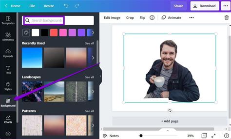 how to change background in canva