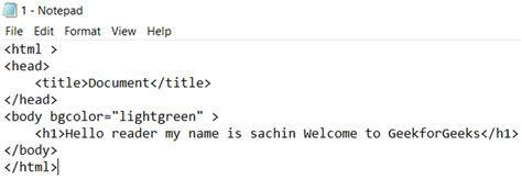 how to change bg color in html notepad