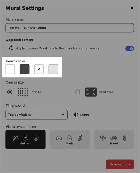 how to change canvas theme