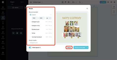 how to change capcut template size