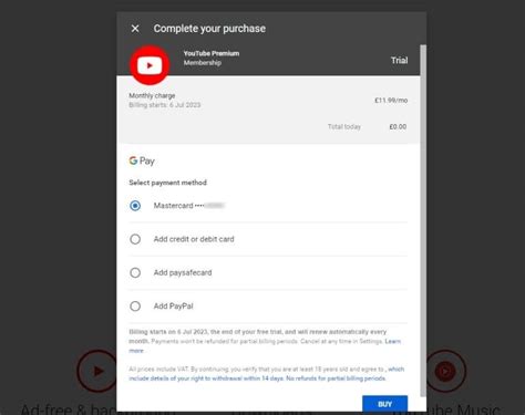 how to change card info for youtube premium