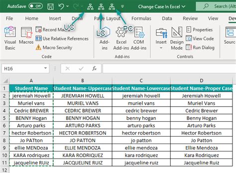 how to change case style in excel