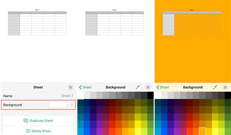 how to change cell color in numbers iphone