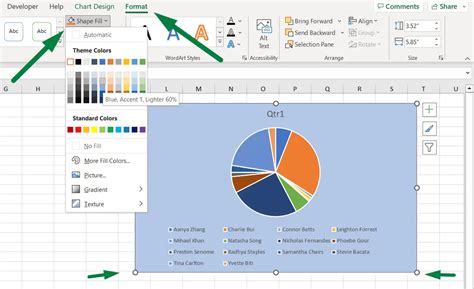 how to change chart background color in excel