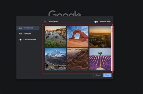 how to change chrome background on tablet