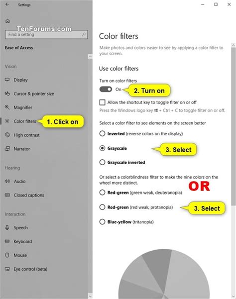 how to change color filters in settings