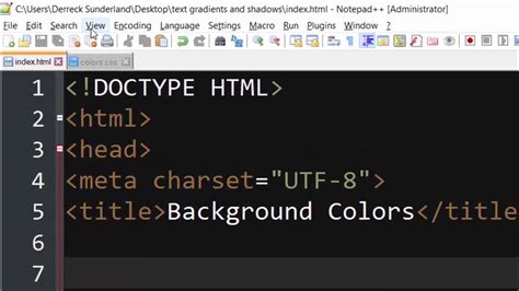 how to change color in notepad html
