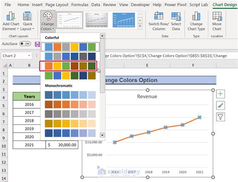 how to change color options in excel