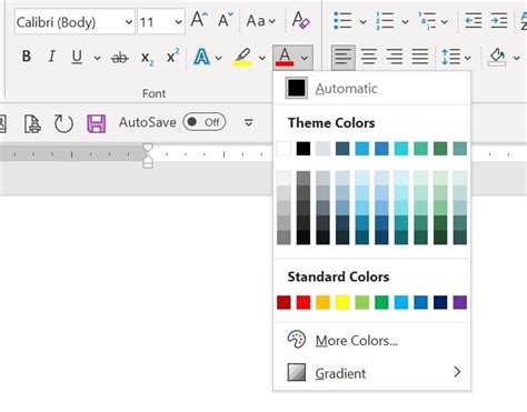 how to change color palette in word
