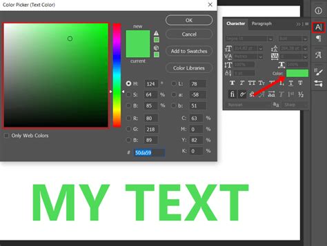 how to change color text in photoshop