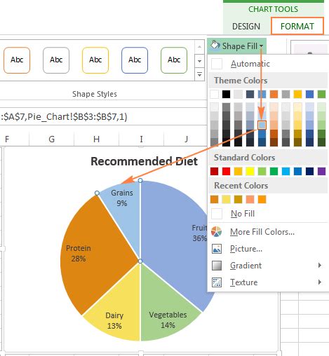 how to change colors of pie chart in excel online