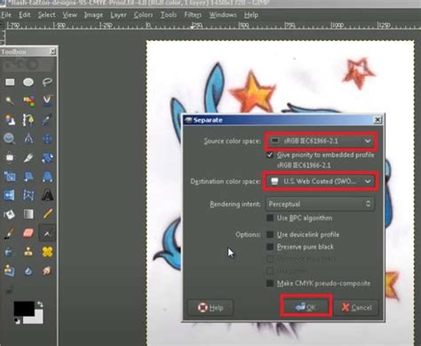 how to change colors to cmyk in gimp