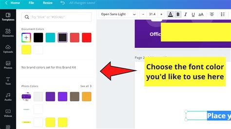 how to change colour of text image in canva