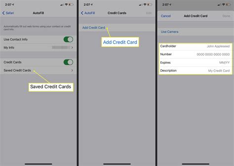 how to change credit card on iphone autofill