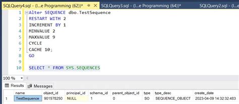 how to change current value of sequence in sql server
